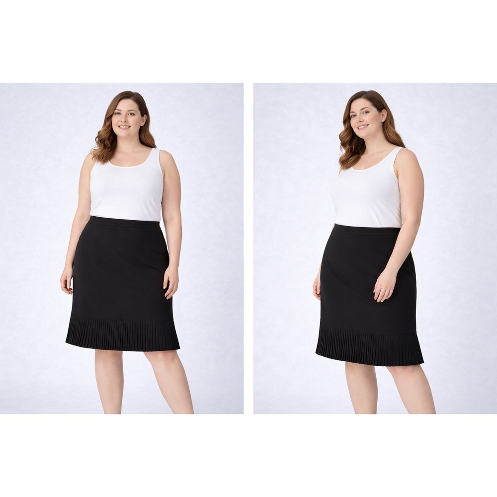 Le Suit‎ Women Pleated Hem Skirt Size 16 Black Classic Office Careercore